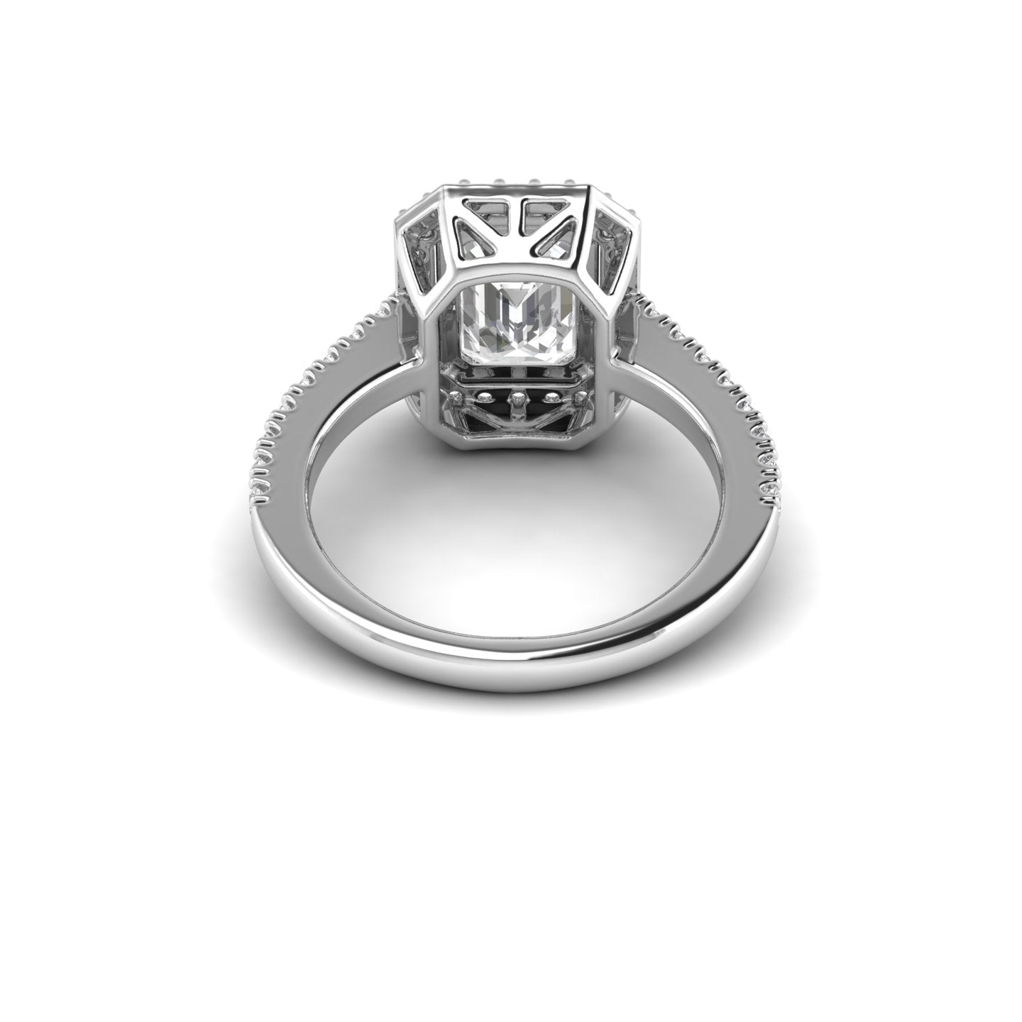 White Gold Studded 3.028 Carat Lab Grown Diamond Ring-E Color VS1 Clarity.